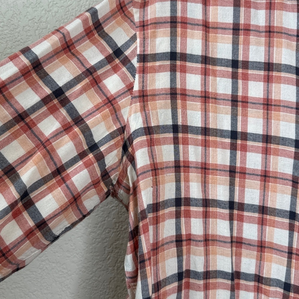Banana Republic Standard Fit Button Down Plaid Casual Shirt Red Gray size Large - Picture 4 of 7
